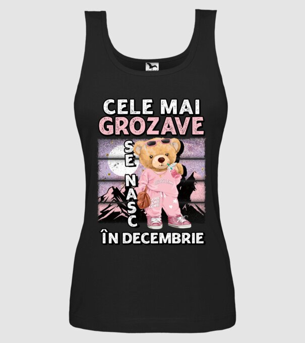 RETRO teddy fetişcană DECEMBRIE model negru pe tricou