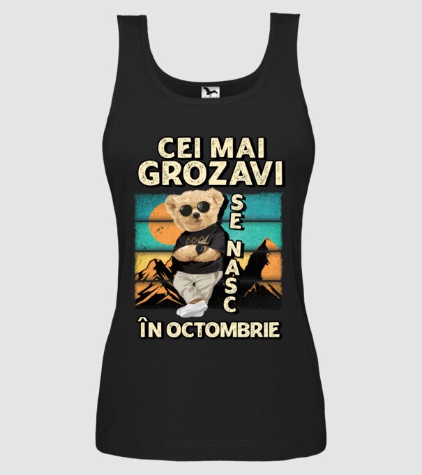 RETRO teddy OCTOMBRIE model negru pe tricou