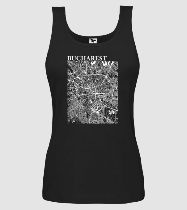 România Bucharest map model negru pe tricou