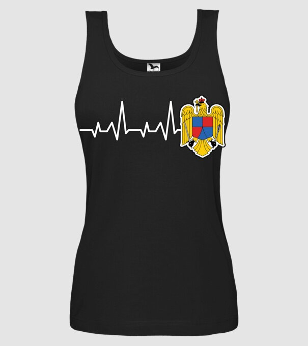 ROMANIA heartbeat model negru pe tricou