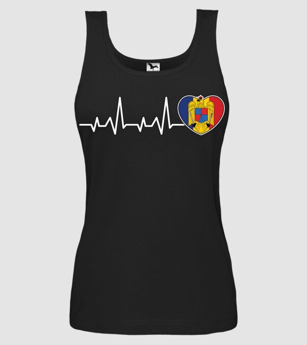 ROMANIA heartbeat model negru pe tricou