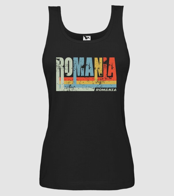 România retro model negru pe tricou
