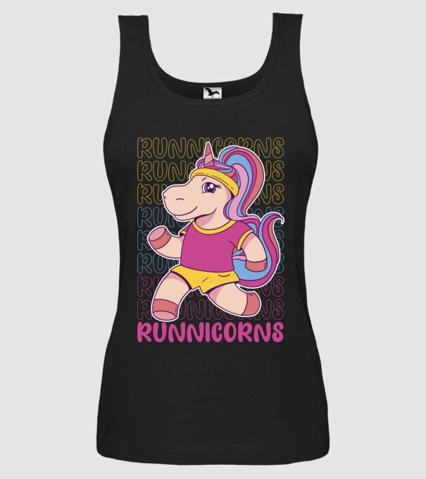 Runnicorns model negru pe tricou