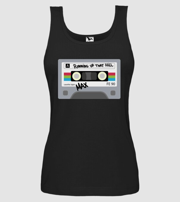 running up that hill casette model negru pe tricou