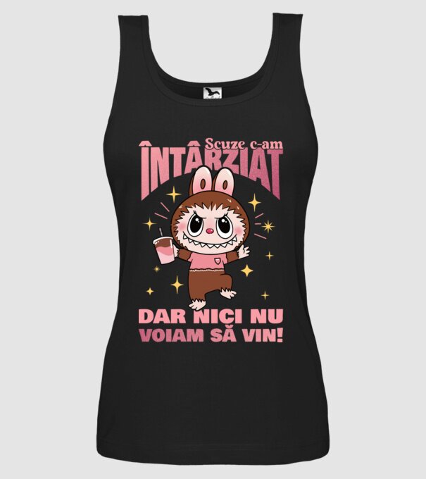Scuze c-am întârziat model negru pe tricou