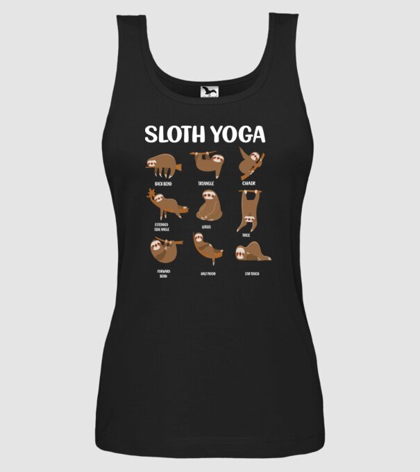 Sloth yoga model negru pe tricou