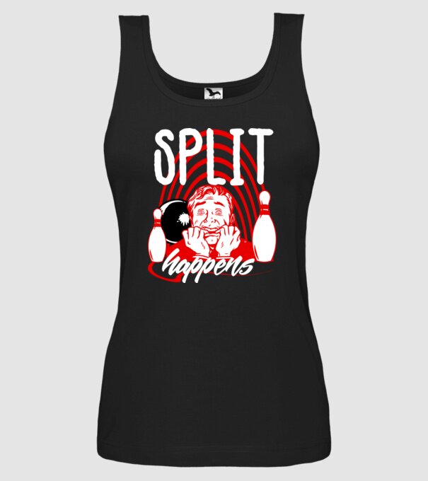 Split Happens model negru pe tricou