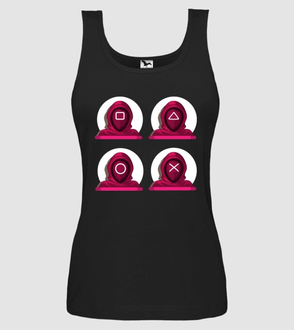 squid game characters model negru pe tricou