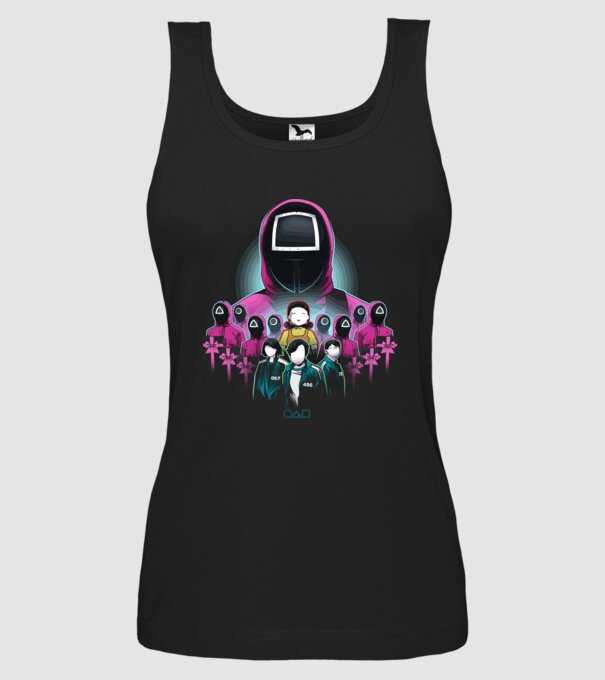 squid game crew model negru pe tricou