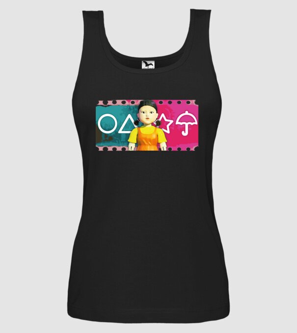 squid game drawing model negru pe tricou