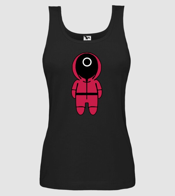 squid game figure model negru pe tricou
