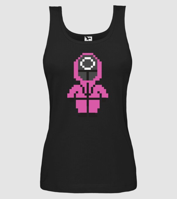 squid game pixel model negru pe tricou