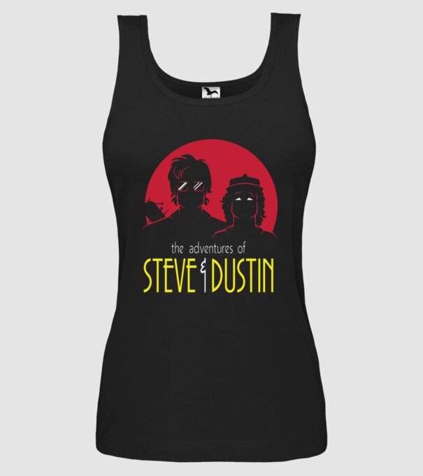 steve and dustin model negru pe tricou