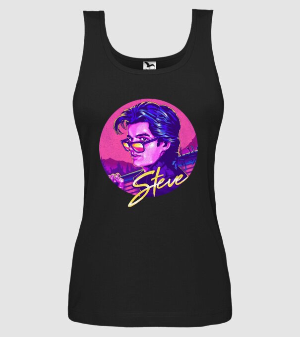 steve neon stranger things model negru pe tricou