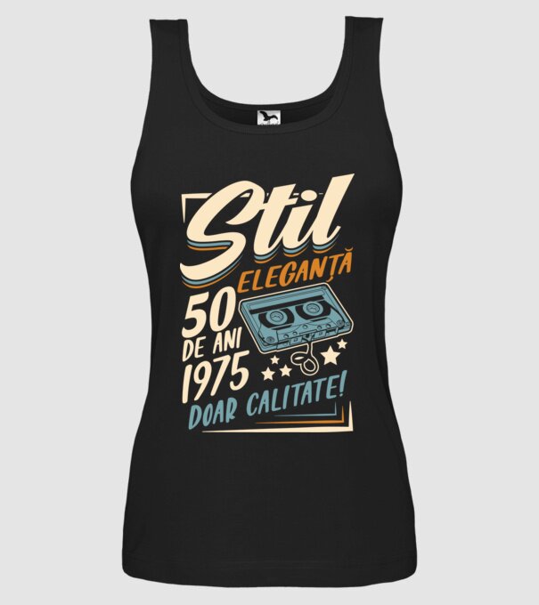 Stil eleganta 1975 model negru pe tricou