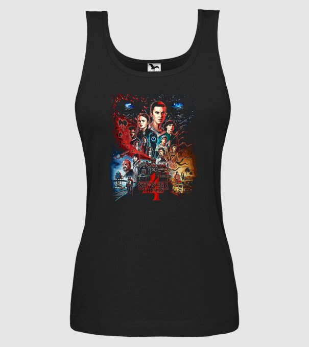 stranger things poster model negru pe tricou