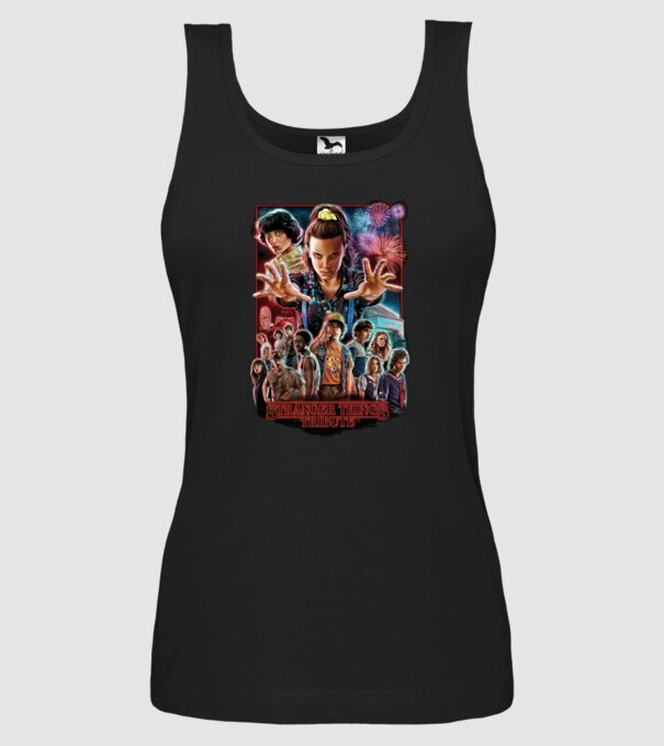 stranger things tribute poster model negru pe tricou