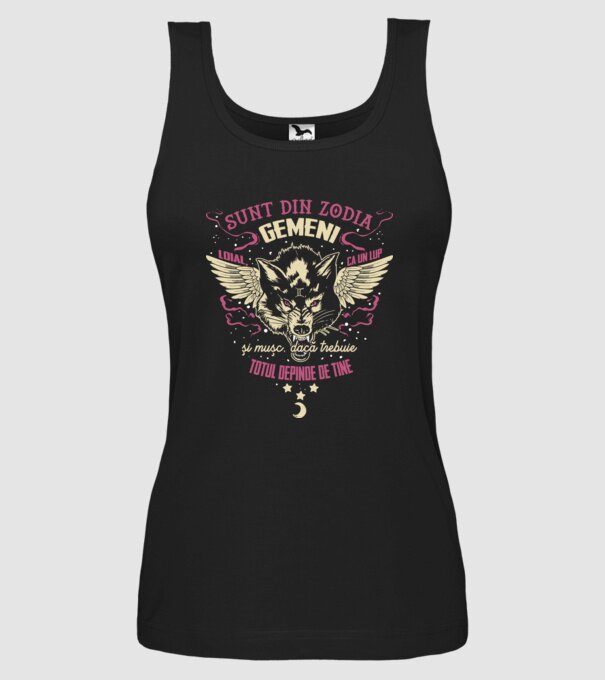 GEMENI model negru pe tricou