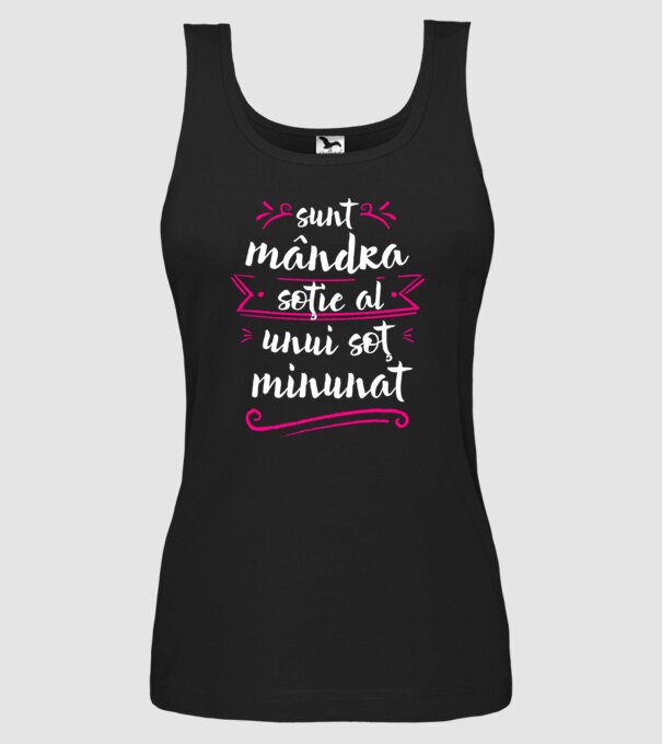 Sunt mândra soție a unui soț minunat model negru pe tricou