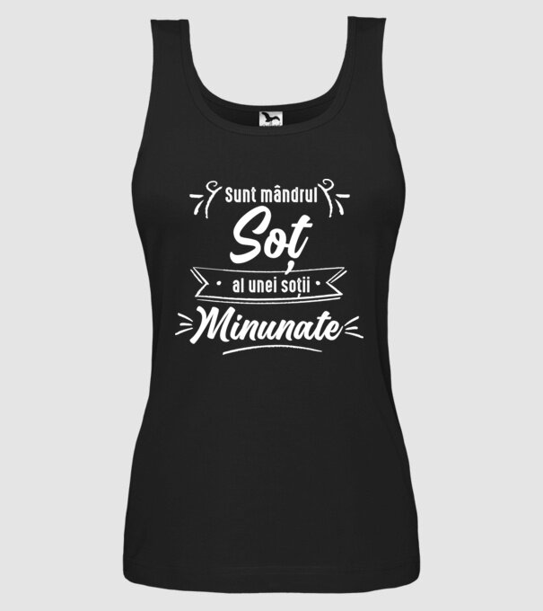 Sunt mândrul soț al unei soții minunate model negru pe tricou