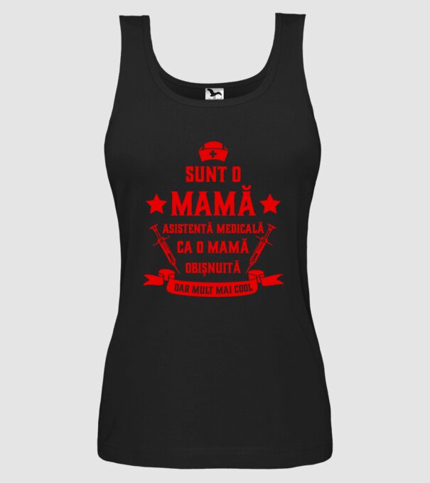 sunt o mamă asistentă medicală, ca o mamă obișnuită, dar mult mai cool model negru pe tricou