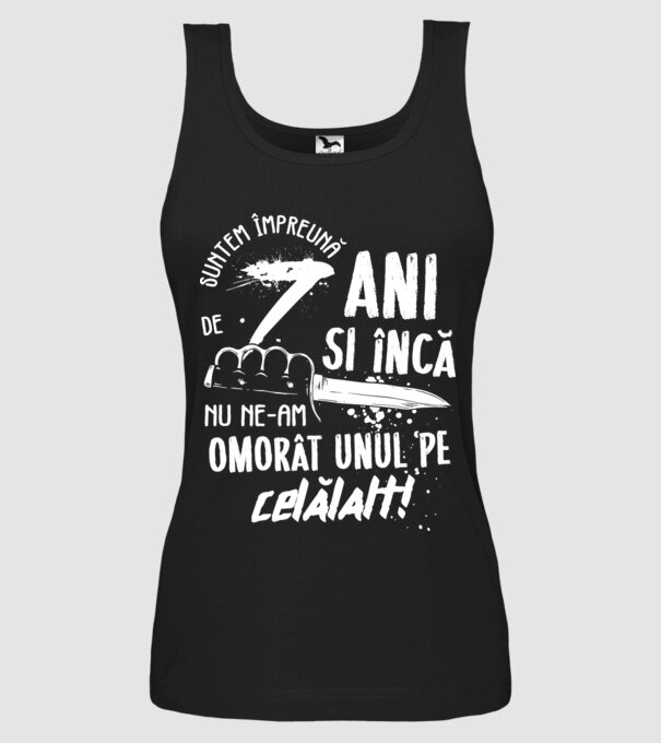 Suntem împreună de 7 ani model negru pe tricou