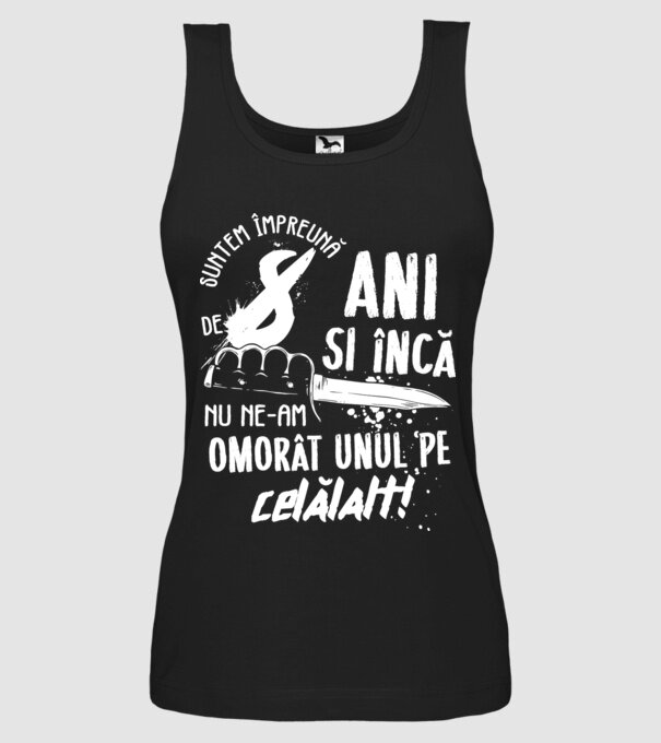 Suntem împreună de 8 ani model negru pe tricou
