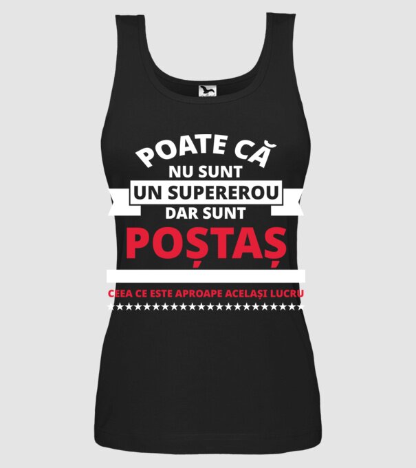 Supererou poştaş model negru pe tricou