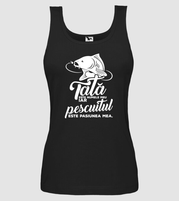 Tată este numele meu, iar pescuitul este pasiunea mea model negru pe tricou