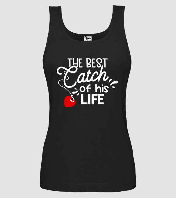 The best catch fehér model negru pe tricou