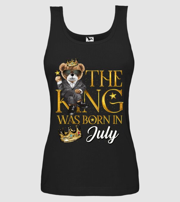 The king was born int JULY model negru pe tricou