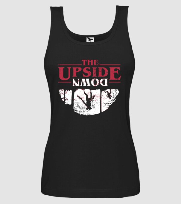 the upside down logo model negru pe tricou