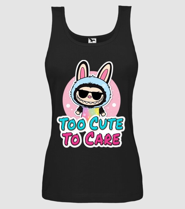 Too cute to care model negru pe tricou