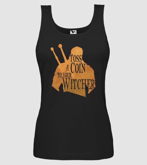 Toss a Coin to your Witcher model negru pe tricou