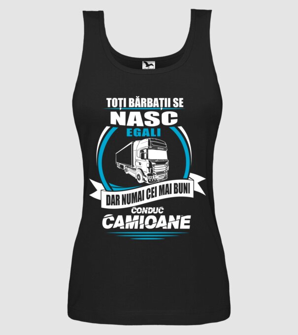 Toți bărbații se nasc egali camioane model negru pe tricou