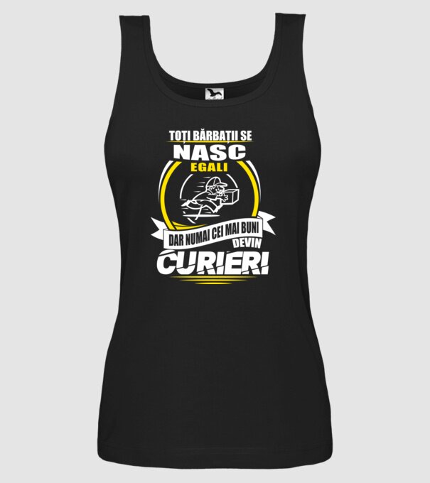 Toți bărbații se nasc egali curieri model negru pe tricou