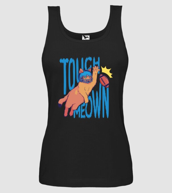 Touch Meow model negru pe tricou