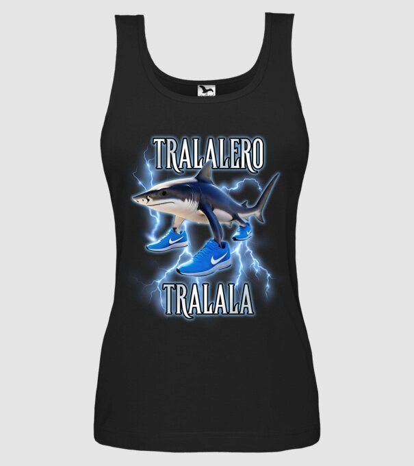 Tralalero Tralala model negru pe tricou