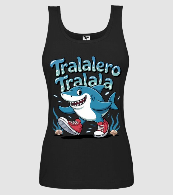 Tralalero Tralala drăguț model negru pe tricou