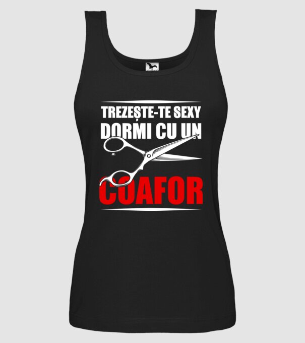 Trezește-te sexy, dormi cu un coafor model negru pe tricou