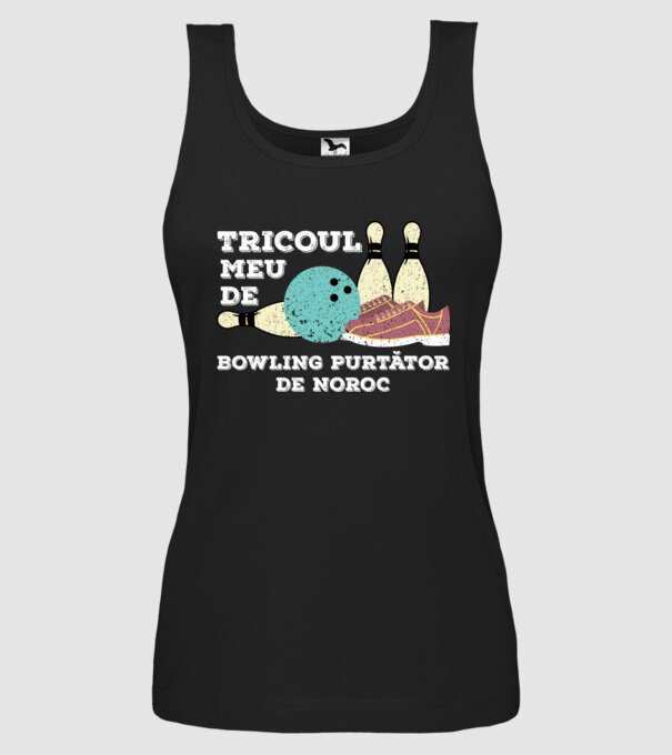 tricoul meu de bowling purtător de noroc model negru pe tricou