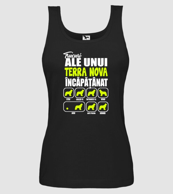 trucuri ale unui Terra Nova încăpățânat stai, culcă-te, întoarce-te, vino, adu, bate palma, rămâi model negru pe tricou