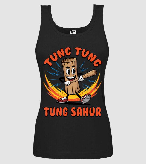 Tung Tung Tung Sahur drăguț model negru pe tricou