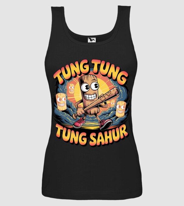 Tung Tung Tung Sahur Retro model negru pe tricou