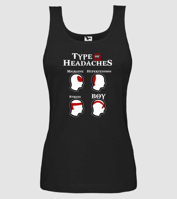 Type of Headaches - God of War model negru pe tricou