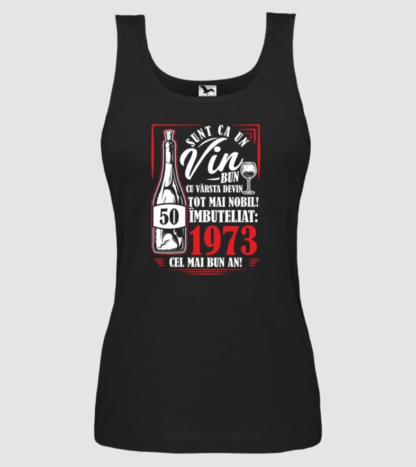 Un Vin Bun 1975 - Negru model negru pe tricou