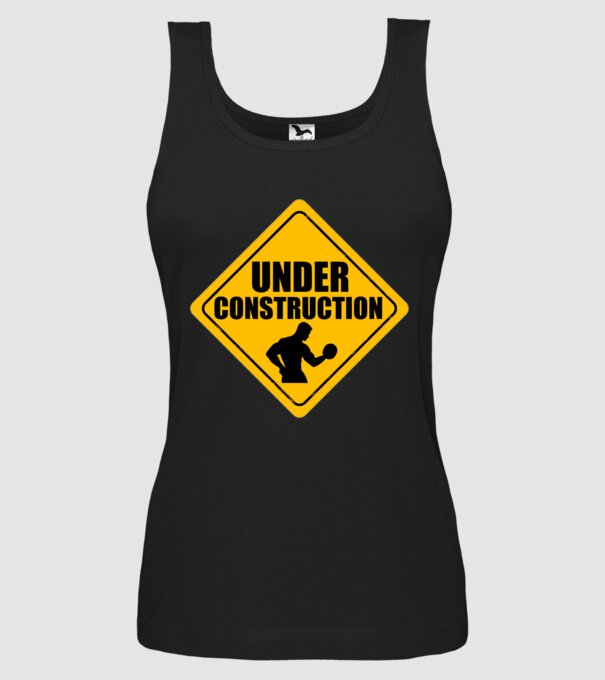 Under Construction model negru pe tricou