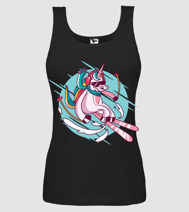 Unicorn ski model negru pe tricou