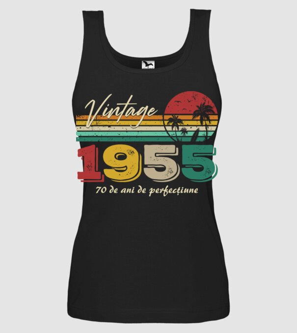 VINTAGE 1955 model negru pe tricou