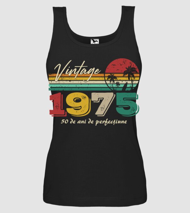 VINTAGE 1975 model negru pe tricou